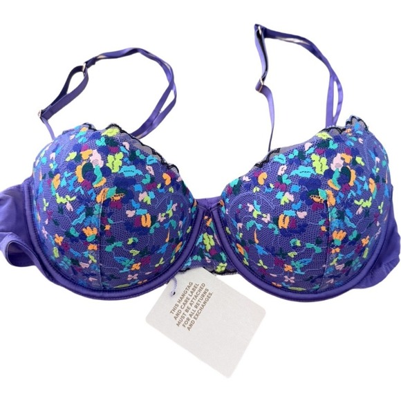 Savage X Fenty Other - Savage X Fenty Steamy Floral Balconette Bra 34D Purple Royale Romance NWT Pushup